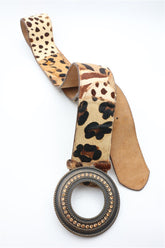 חגורת עור ויניטג בסטייל מנומר-ציטה- OS